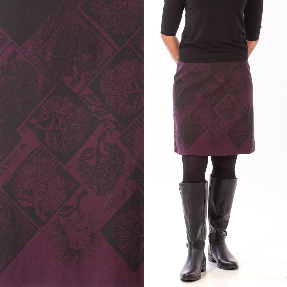 model pohutukawa purple skirt