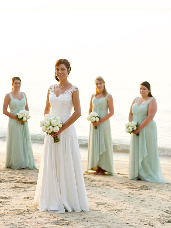 bridal party on beach