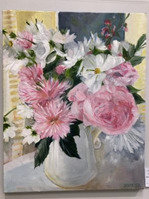 Pink Peonies And Roses In Jug