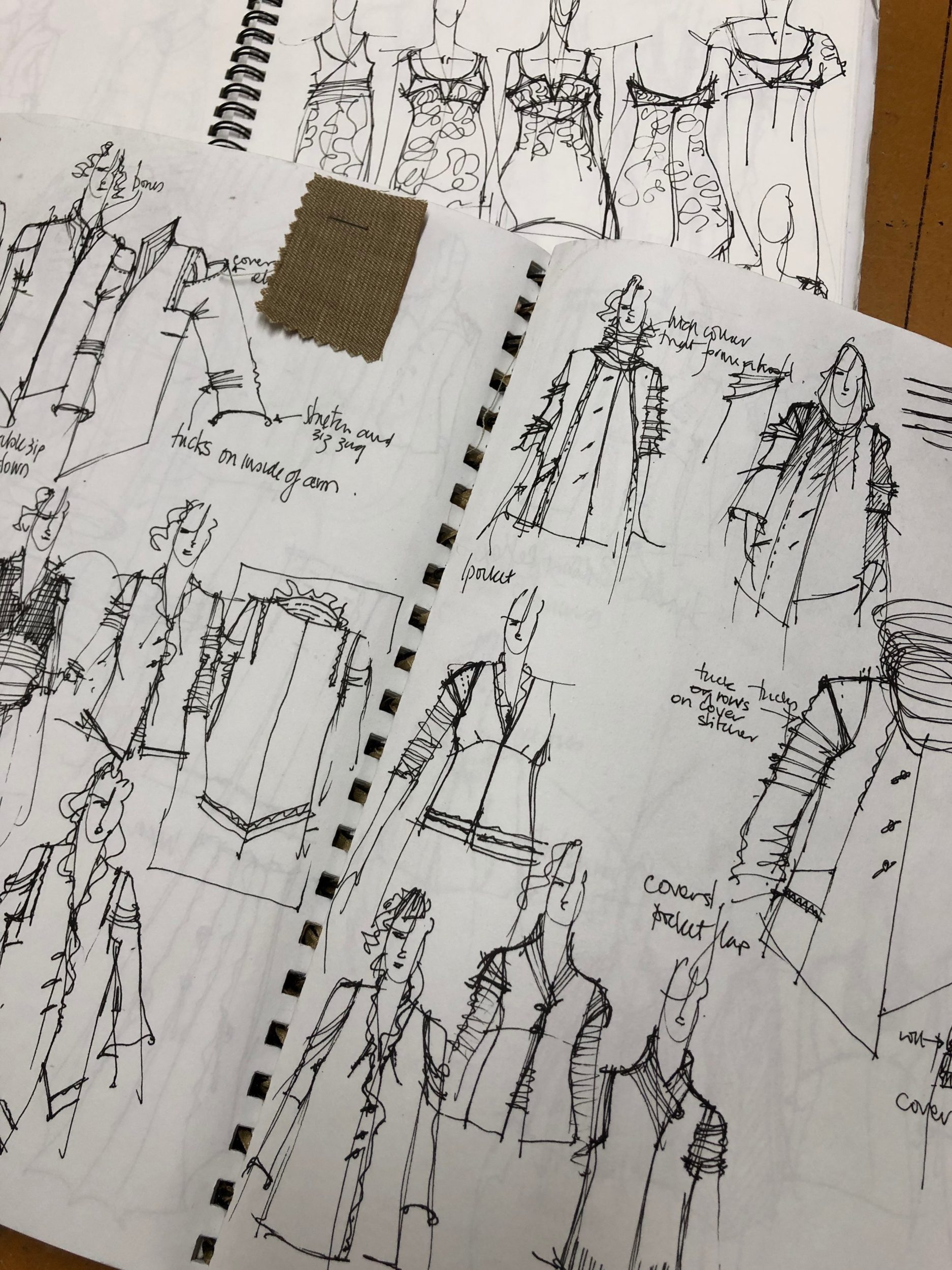 Sketches of clothing by Jill at Madcat Design