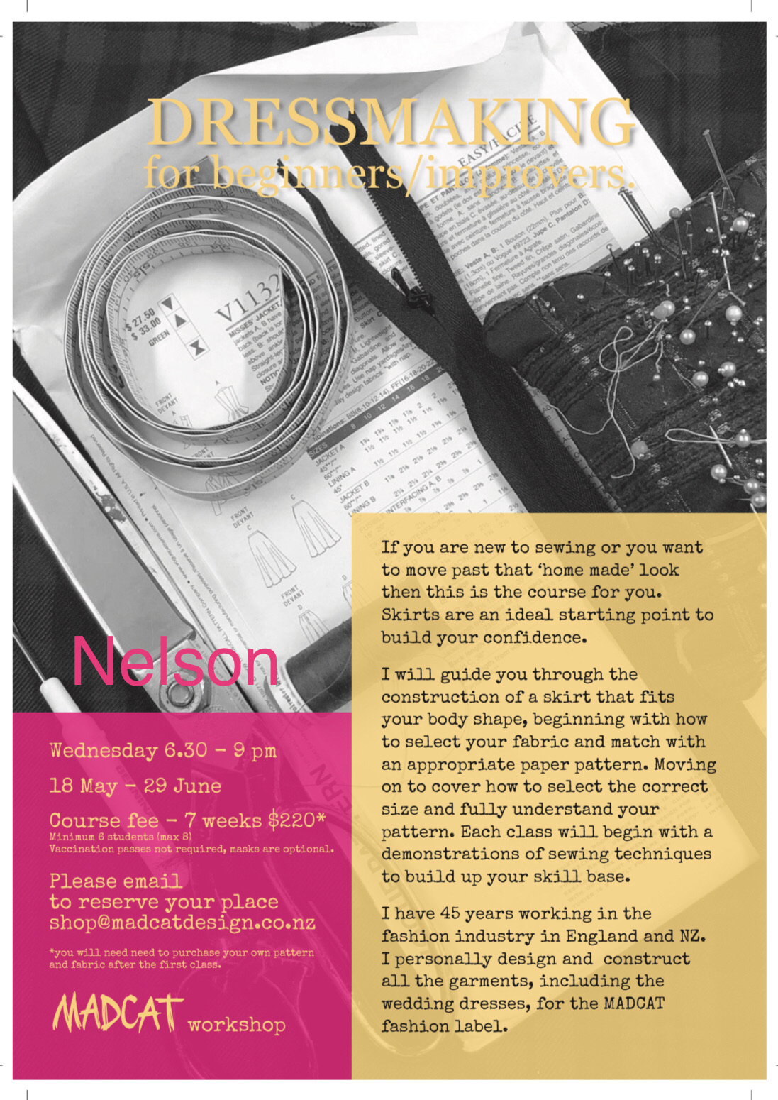 Dressmaking Course flyer